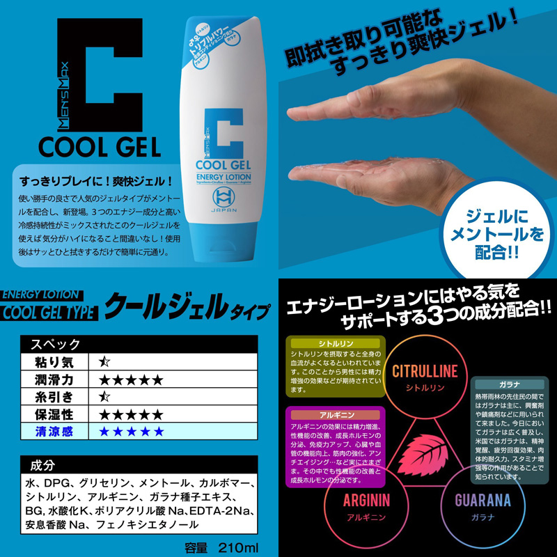 MEN’S MAX ENERGY LOTION 「No-wash」cool gel type 210ml