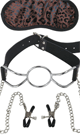 鉄輪口枷＋乳首クランプス＋アイマスク　セット