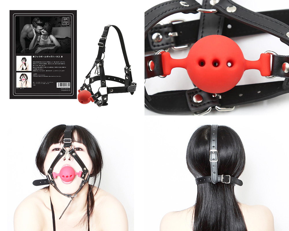 SM-VIP NOSE HOOK BALL GAG  HARNESS (red)