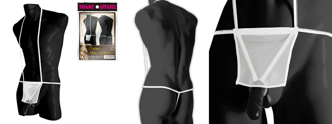 SEE-THOROGH BODY SLING G-STRINGS with a cockring( white )