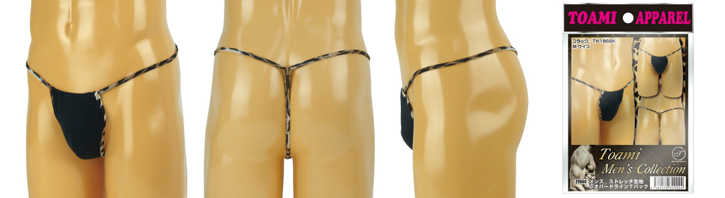 STRETCHY LEOPARD LINE G-STRINGS ( black )