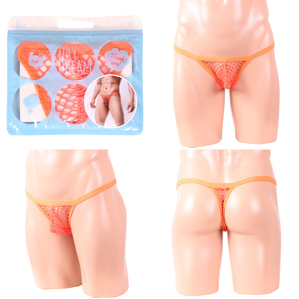 MALE FISHNET THONG CHIC ( orange )