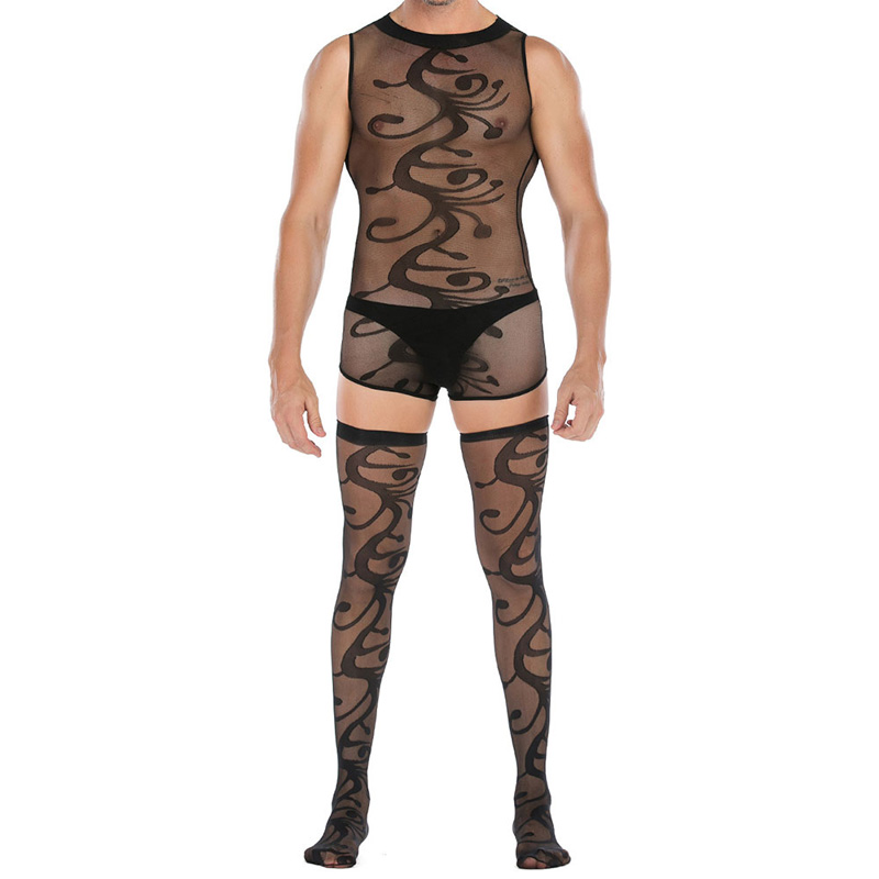 MENfS LEOTARD AND STOCKINGS SET