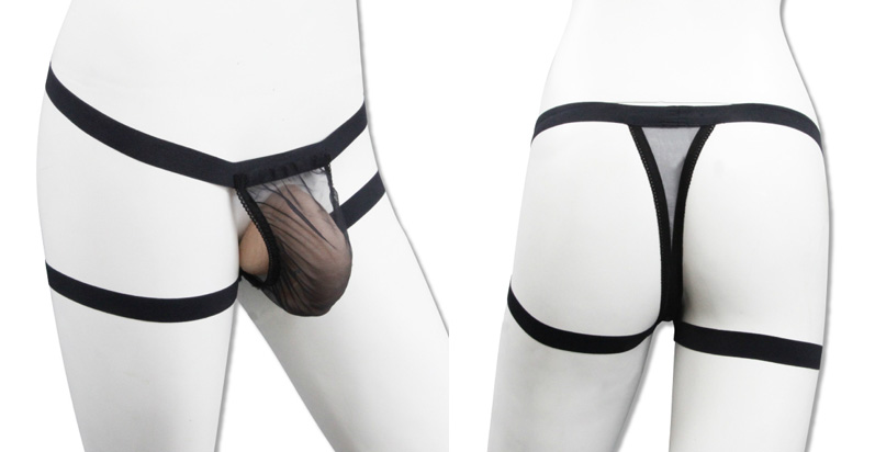 ワイルドメッシュ ダブルバンド Ｔバックショーツ（黒）