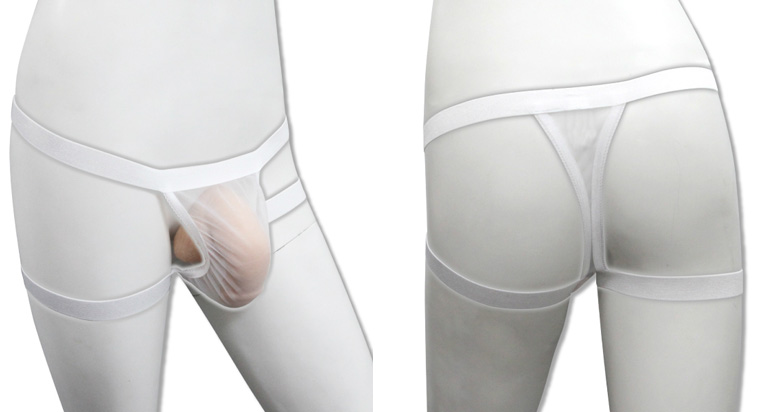 ワイルドメッシュ ダブルバンド Ｔバックショーツ（白）